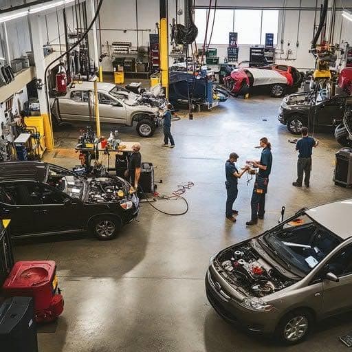 Mechanic working on a car
