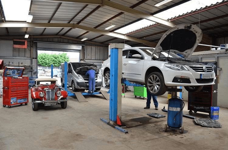 Mechanic working on a car